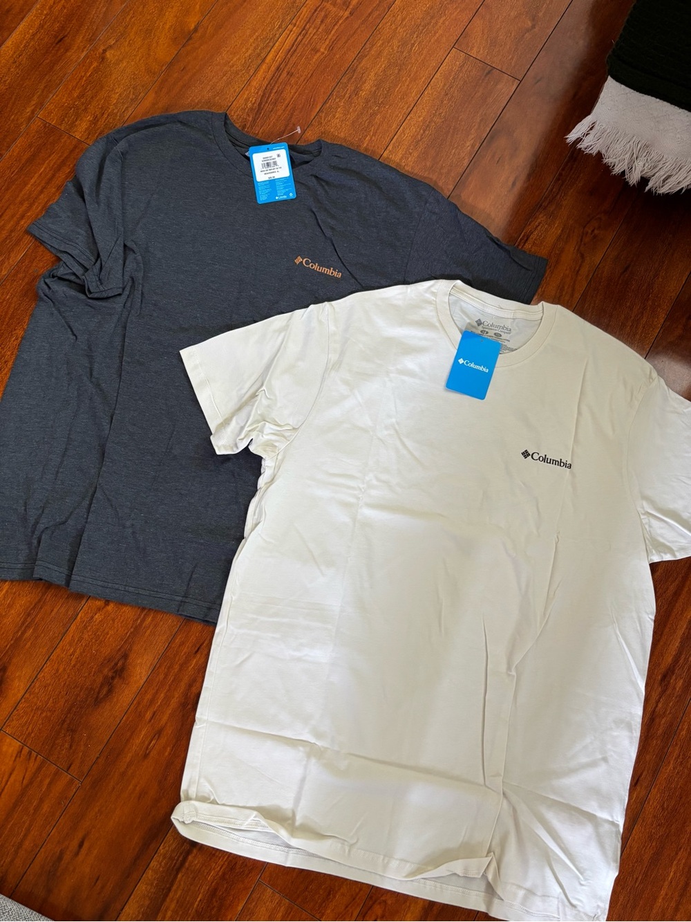 Columbia Men’s Short-Sleeve T-Shirt — White and Charcoal